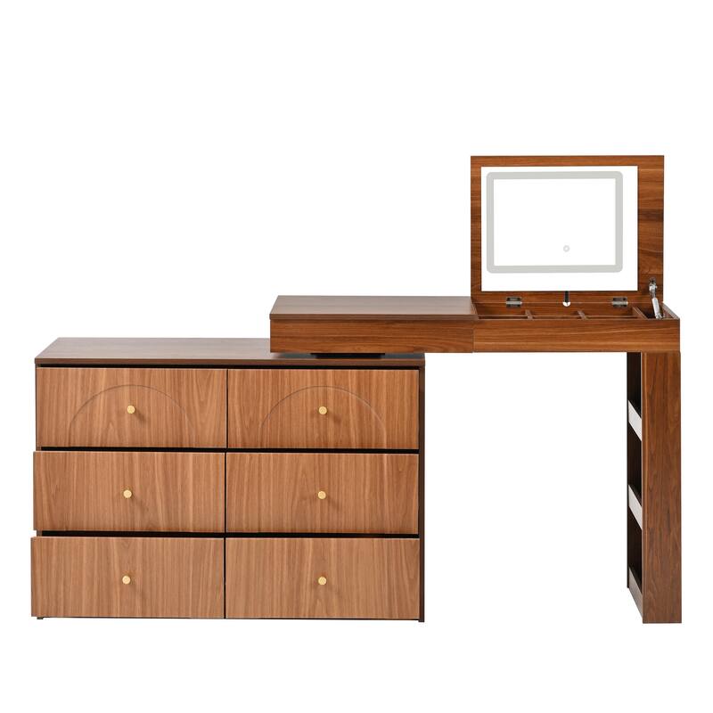 Makeup Vanity Table with Flip-Top Tabletop and Mirror