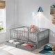 preview thumbnail 2 of 25, Full Size Daybed with Fence Guardrails and Drawers Floor Bed and Daybed, Gray