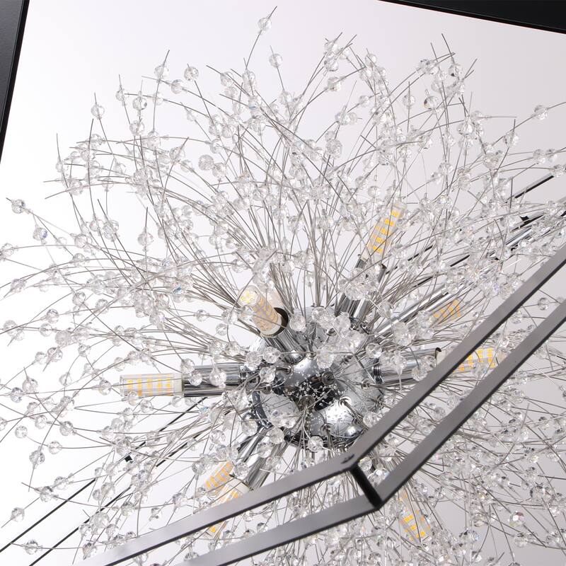 Modern Black Sputnik Crystal Chandelier Pendant Light for Dining Room - Dia.30.71-in