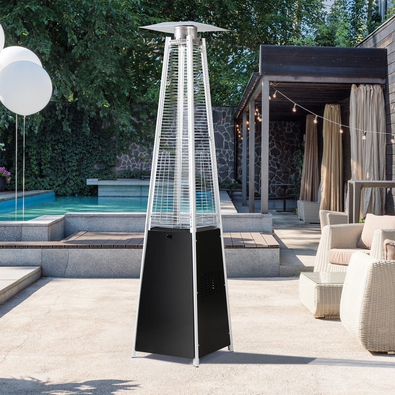 Pamapic 42,000 BTU Outdoor Pyramid Flame Patio Heater with Cover, Wheels