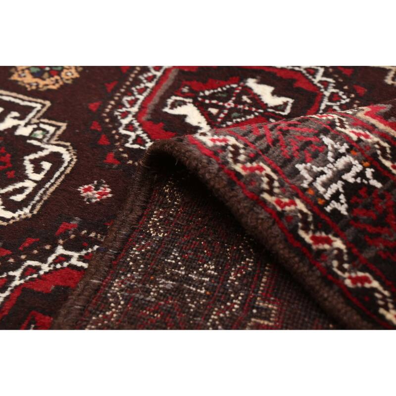 ECARPETGALLERY Hand-knotted Baluch Dark Brown Wool Rug - 3'0 x 5'9