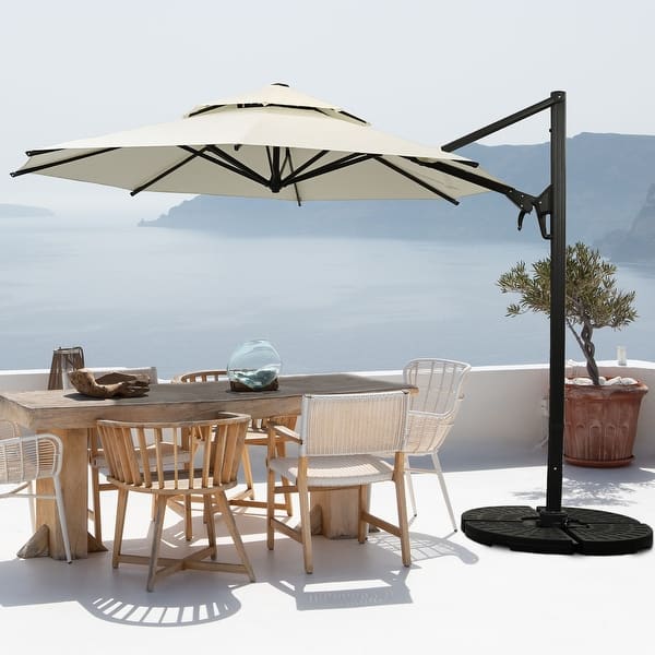 cloud mountain 10 ft cantilever patio umbrella cantilever Autlaycil 10FT Cantilever Patio Umbrella with Base Included 360 Rotation  Large Offset Hanging Outdoor Shade - On Sale - Bed Bath & Beyond