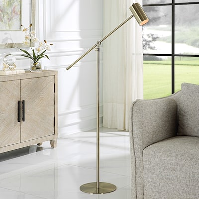 Copper Grove Antique Brass Adjustable Height Floor Lamp