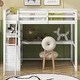 preview thumbnail 3 of 6, White Loft Bed with Desk and Shelves, Two Built-in Drawers
