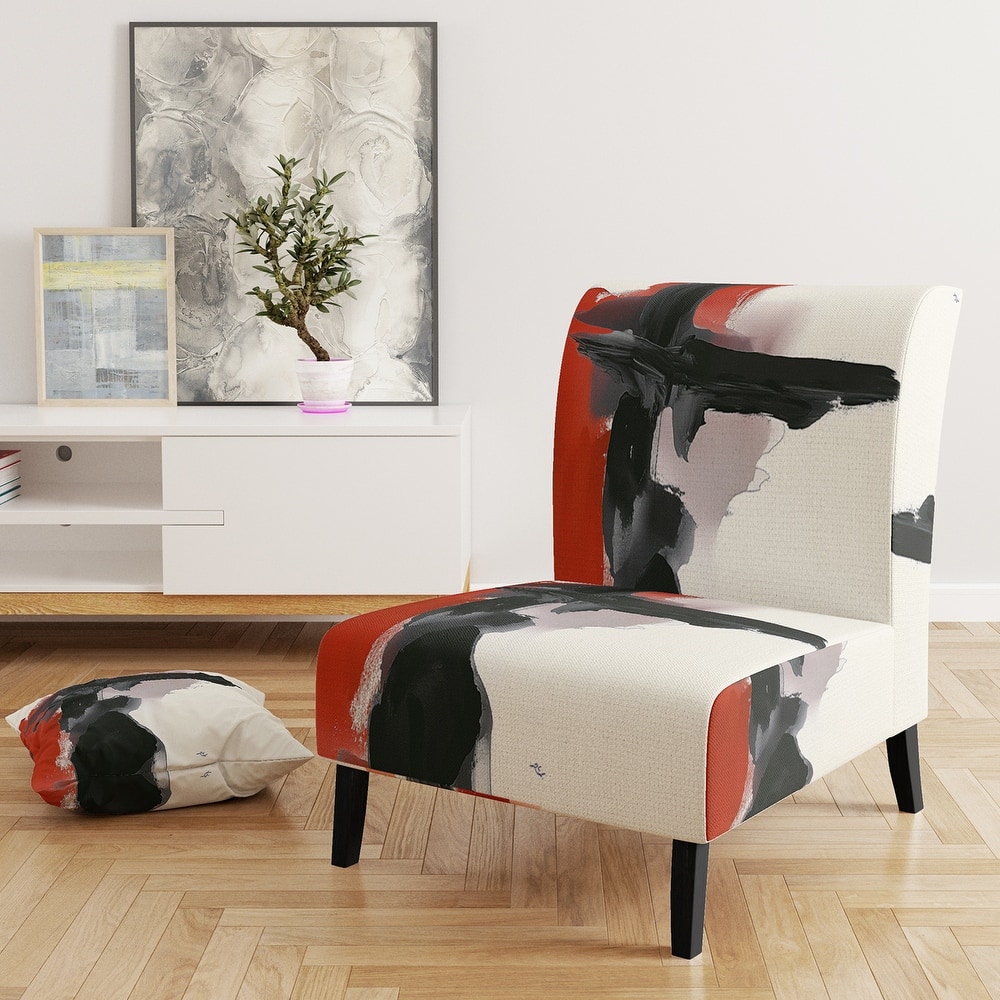 Designart "Glam Dancing Shape I" Upholstered Abstract Accent Chair - Modern Arm Chair For Living Room