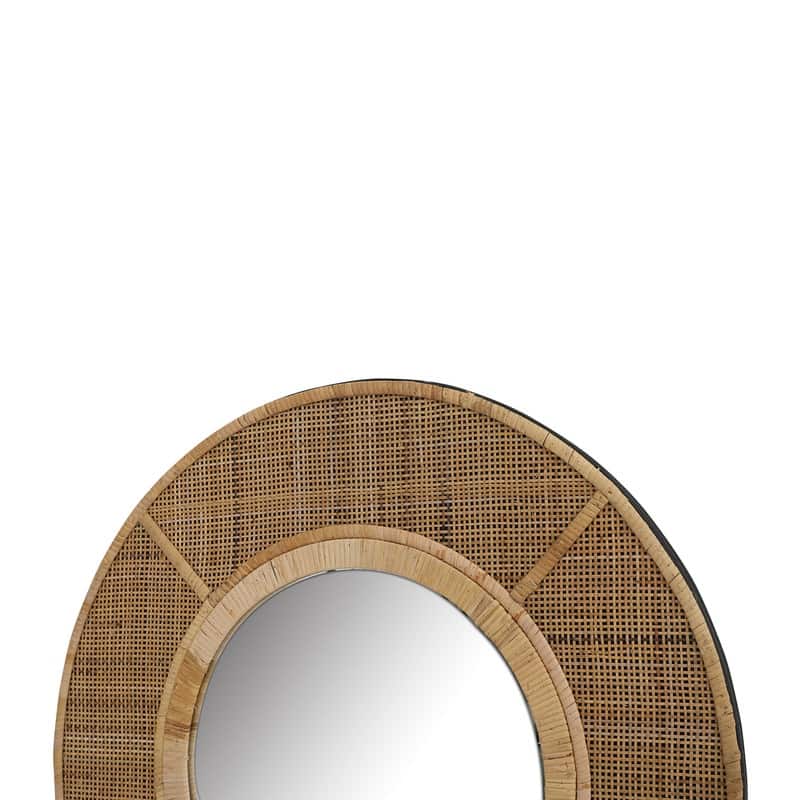 Maraya Rattan Round Boho Wall Mirror - 28.25"H x 28.25"W x 1.75"D