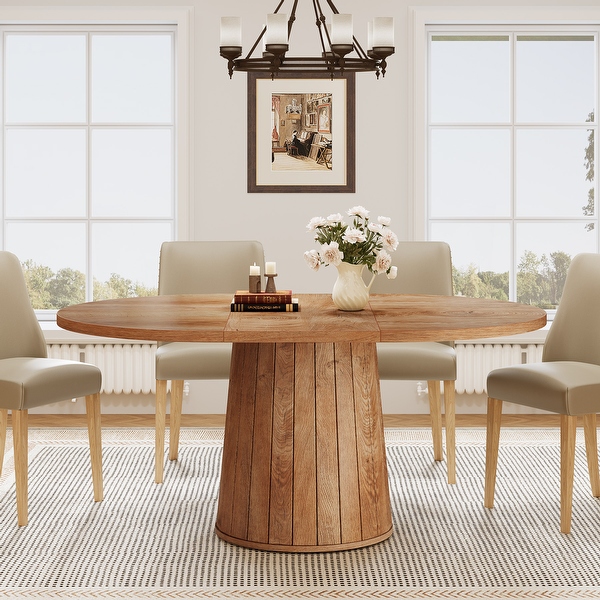 トールペイント「Table Collection」 Brown Finish Manufactured Wood 6-Person Dining Table with