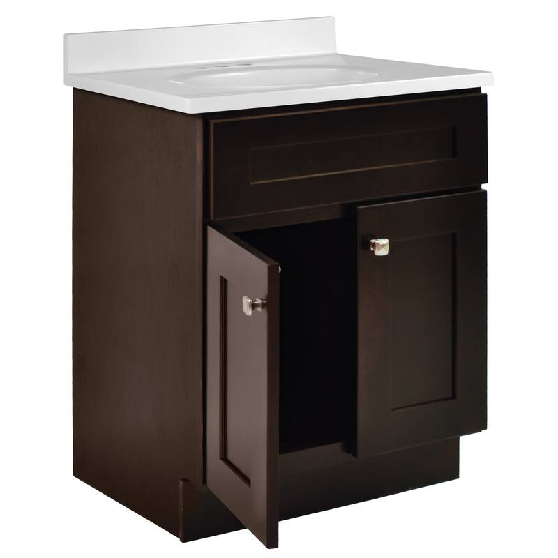 Brookings 25 Inch Assembled Bath Vanity with Cultured Marble Top