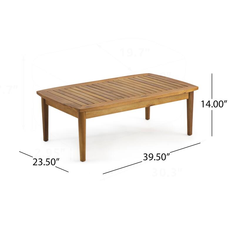 Acacia Wood Loveseat & Coffee Table Set for Outdoor Use