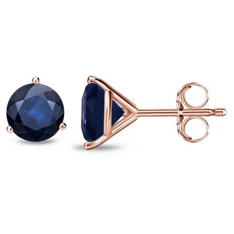 Auriya 14k Gold Round Sapphire Stud Earrings 1 1/2ctw Martini-set - Rose
