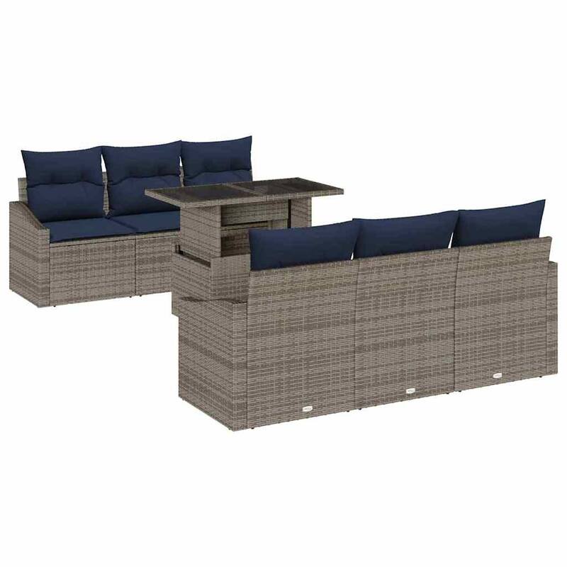 vidaXL 7 Piece Garden Sofa Set with Cushions - 70.1×24.4×27.2