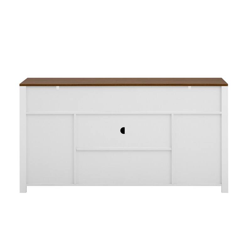 Farmhouse 59.3" Sideboard Buffet with Sliding Barn Doors and Open Storage for Living or Dining Spaces