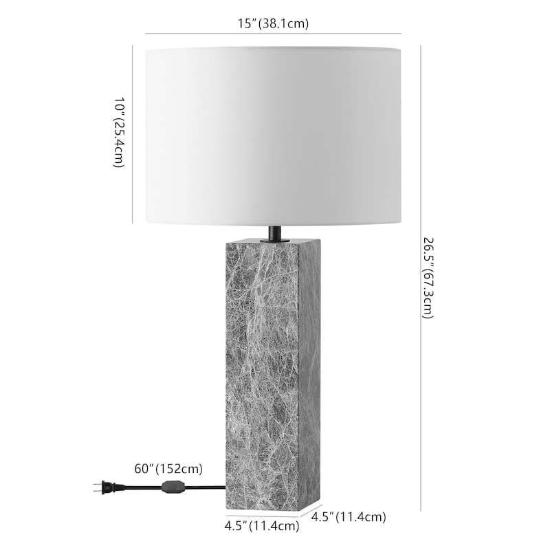 SAFAVIEH Couture Poloma Square Marble Table Lamp - 16"W x 16"D x 27"H