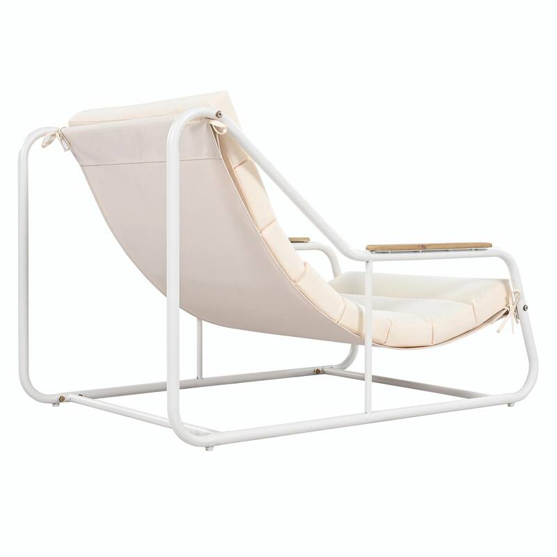 3-Piece Poolside Lounge Chairs Set - Outdoor Chaise Lounges with Acacia Side Table