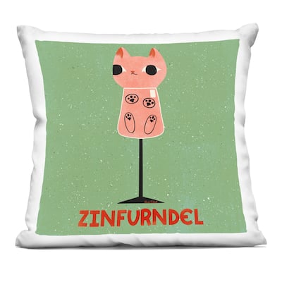 Stupell Zinfurndel Feline Wine Decorative Printed Throw Pillow Design by Carrie Cantwell