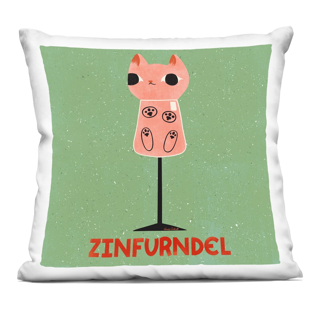 Stupell Zinfurndel Feline Wine Decorative Printed Throw Pillow Design by Carrie Cantwell