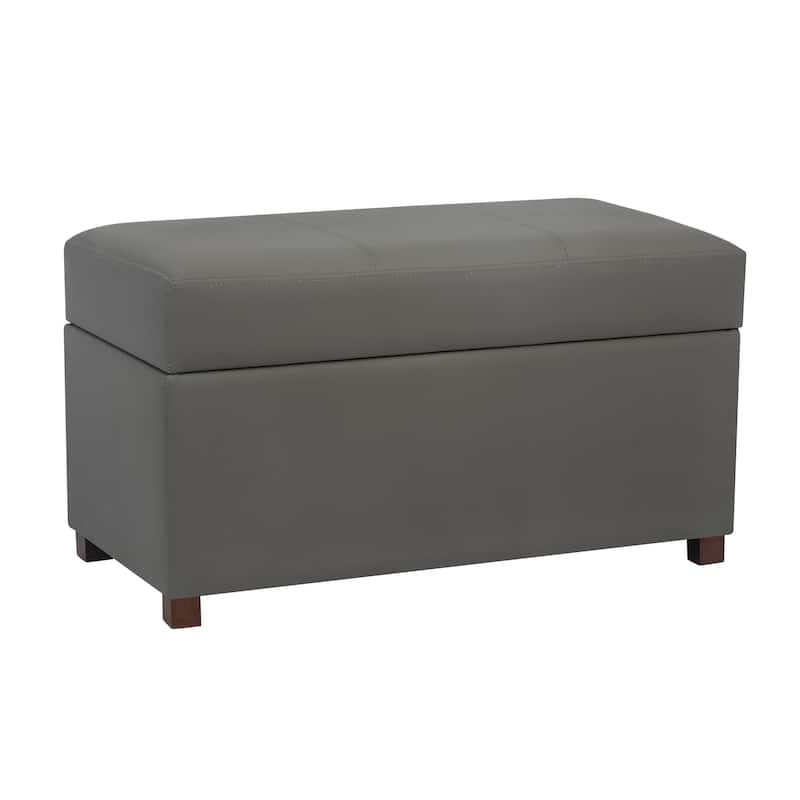 Adeco Faux Leather Storage Ottoman for Living Room