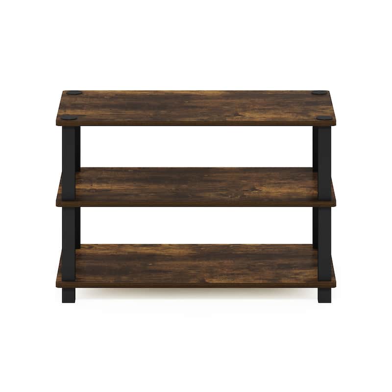 Furinno Turn-S-Tube 3-Tier Shoe Rack - Amber Pine/Black