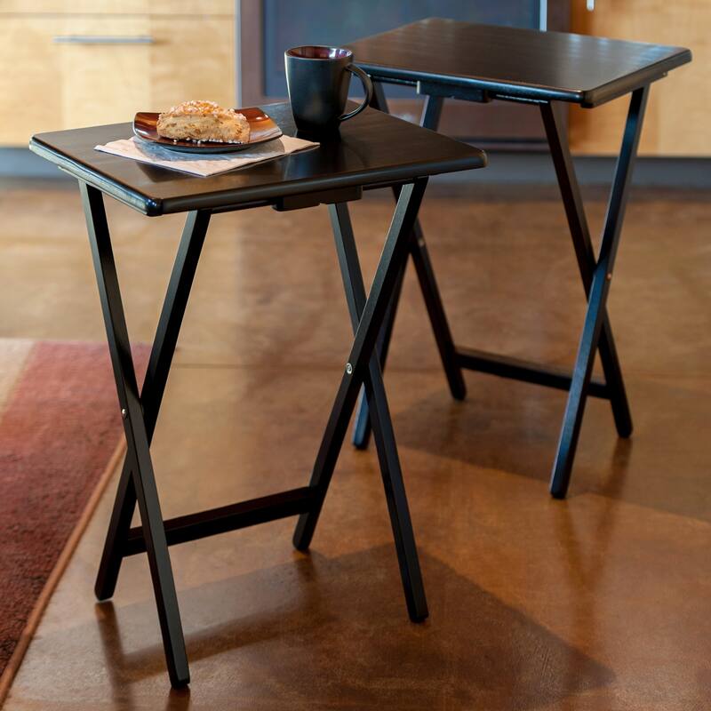 Alex Set of 2 Snack Tables Black Finish