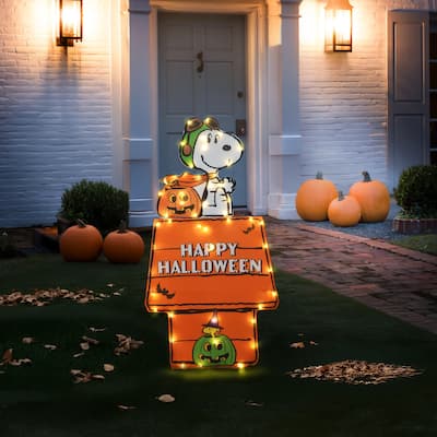 36" Peanuts L2D PreLit LED Snoopy Halloween Doghouse