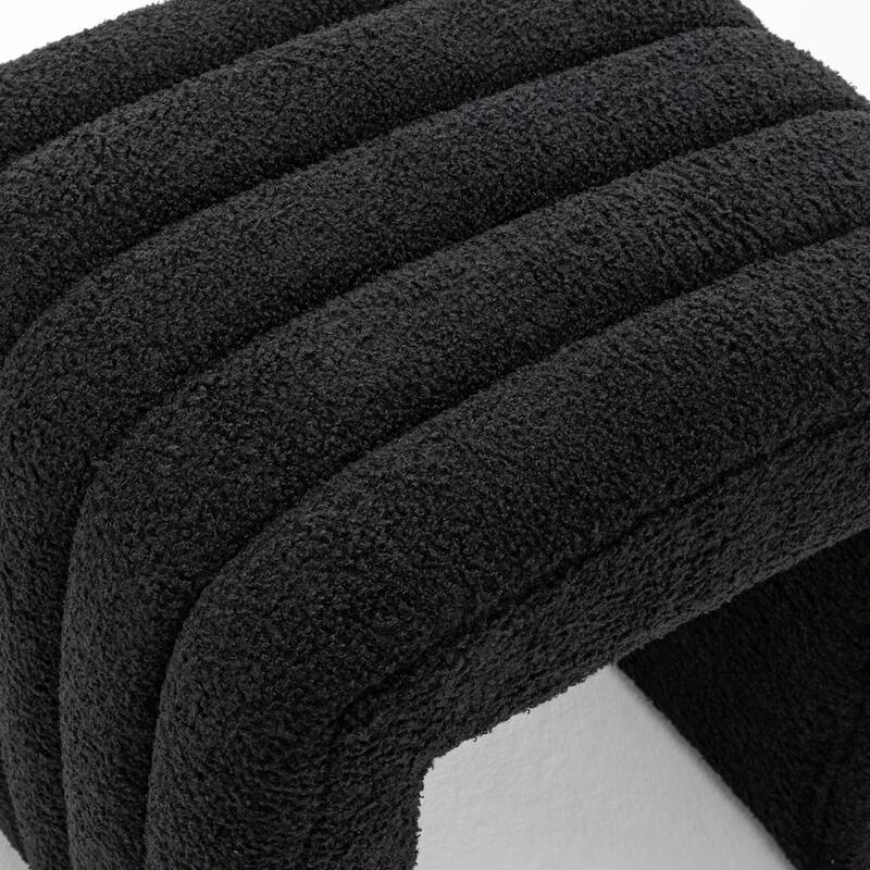 SEYNAR Modern Glam Teddy Velvet Upolstered U-Shaped Ottoman