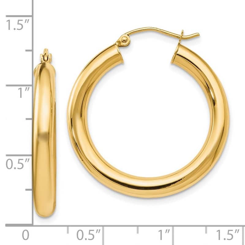Curata 14k Yellow Gold Polished Lightweight 31x4mm Hoop Earrings