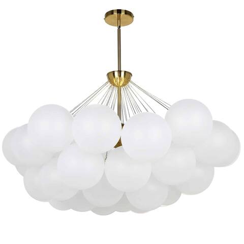 Dainolite Miles 8 Light Contemporary Opal White Luxury Globe Chandelier