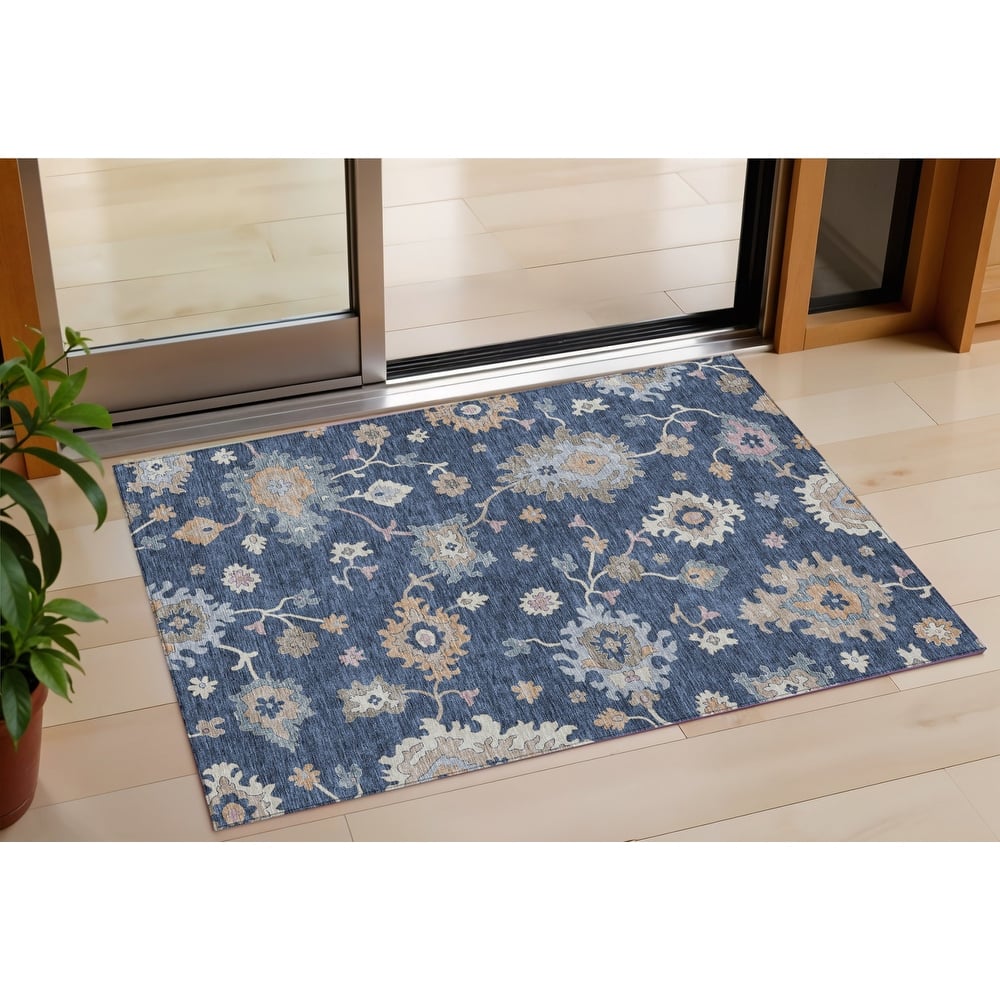 HomeRoots Floral Transitional Rectangle Outdoor Rug
