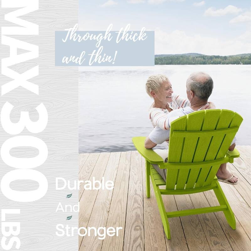 WINSOON All Weather HIPS Outdoor Plastic Adirondack Chairs Set of 2