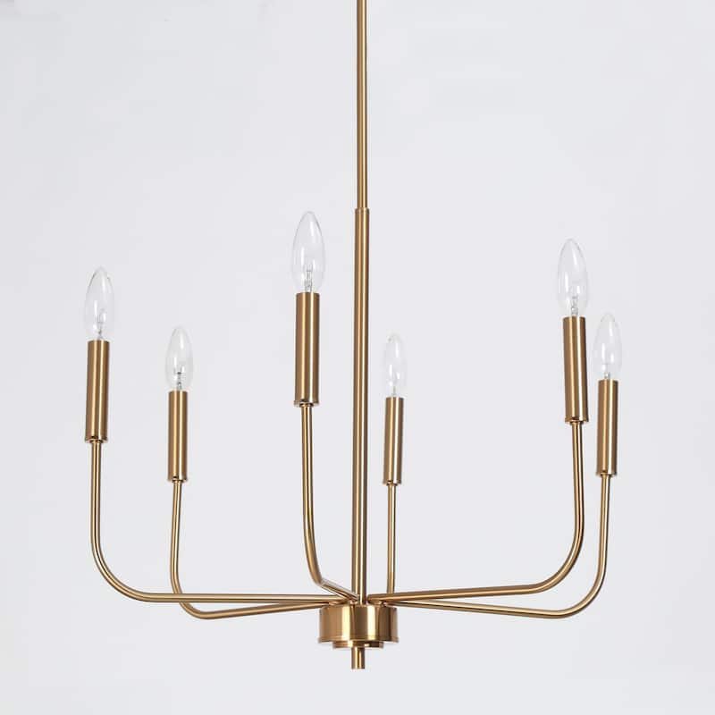 Modern Glam 6-Light Classic Candle Chandelier Gold Franch Country Wheel Dining Room Lighting