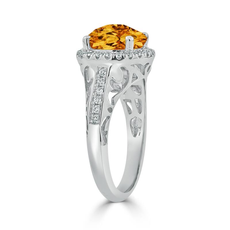 Auriya 2 5/8ct Fancy Round Citrine and Halo Diamond Engagement Ring 1/5ctw 14k Gold