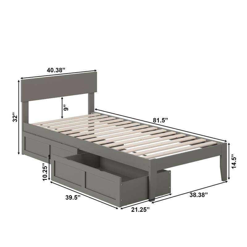 Boston Modern Contemporary Bed with 2 Extra Long Drawers