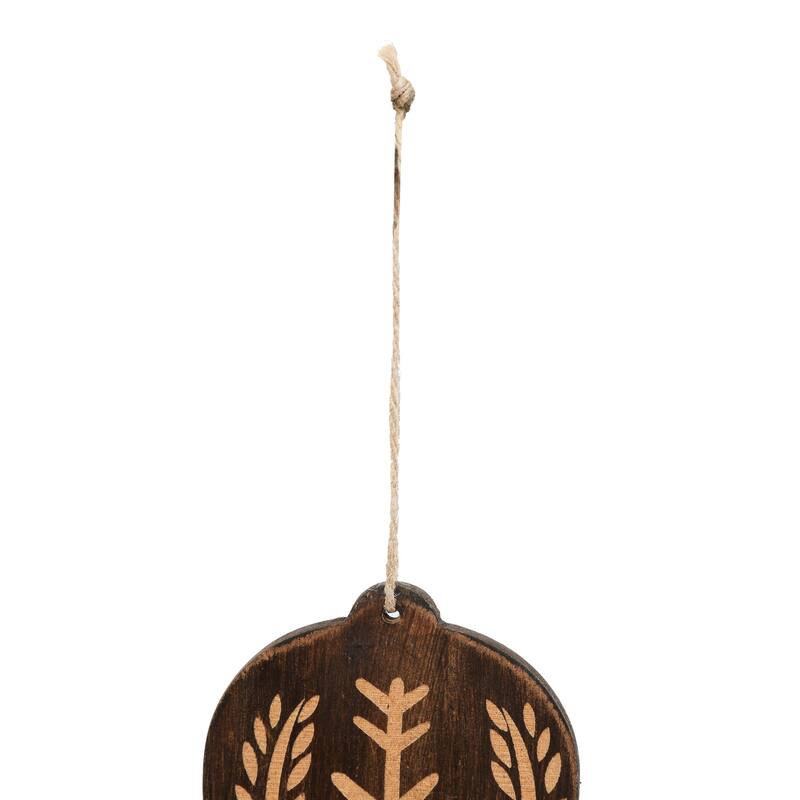 Sevita Traditional Wooden Peace Bell Figurine Ornament, Set of 4 - 7" x 5" x .1"