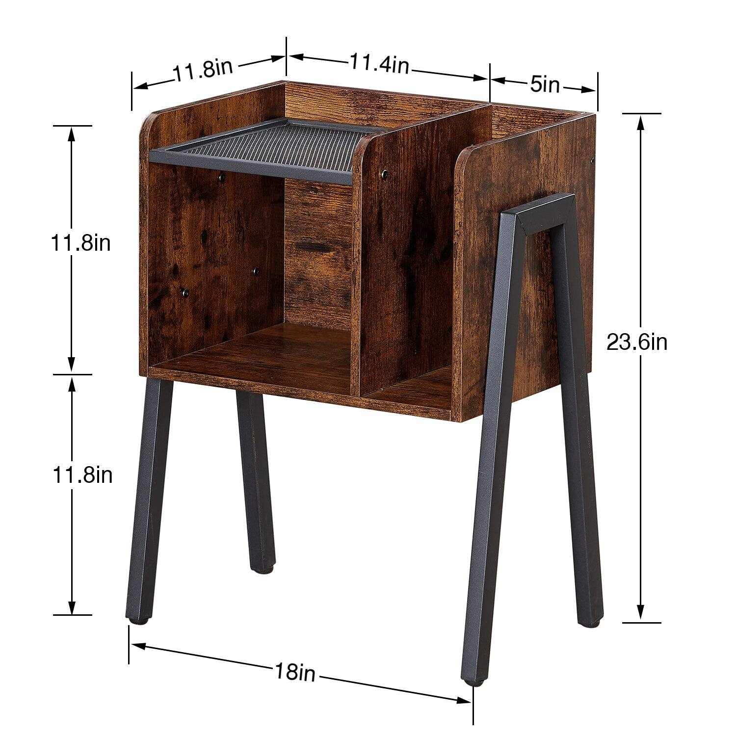 Modern Industrial Nightstand, Open Style Structure Side End Table