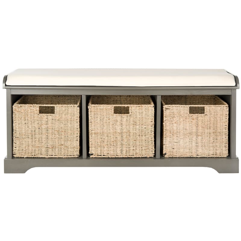 SAFAVIEH Eola Grey/ White Storage Bench - 47" x 16.1" x 19.9" - 47"W x 16"D x 20"H - Grey