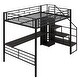 preview thumbnail 5 of 12, Metal Loft Bed with Desk, Storage Staircase and Small Wardrobe