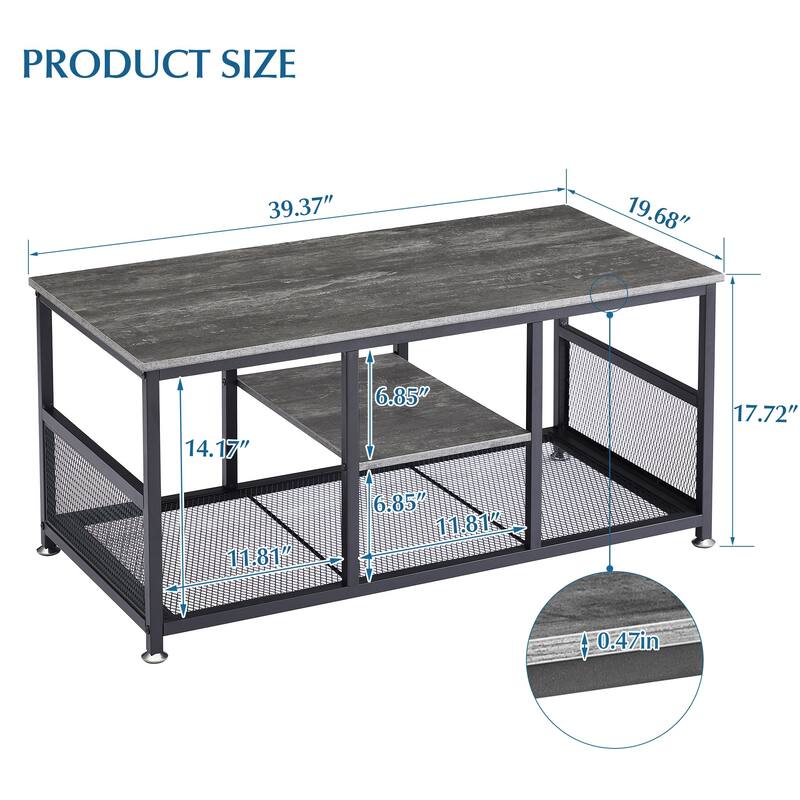 Taomika Coffee Table, TV Cabinet, Wood and Metal Industrial Cocktail Table, TV Stand