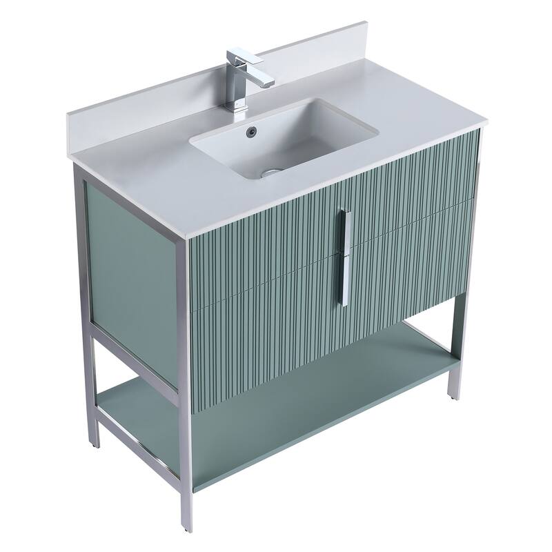 Fine Fixtures Serenity Modern Bathroom Vanity with White Stone Top