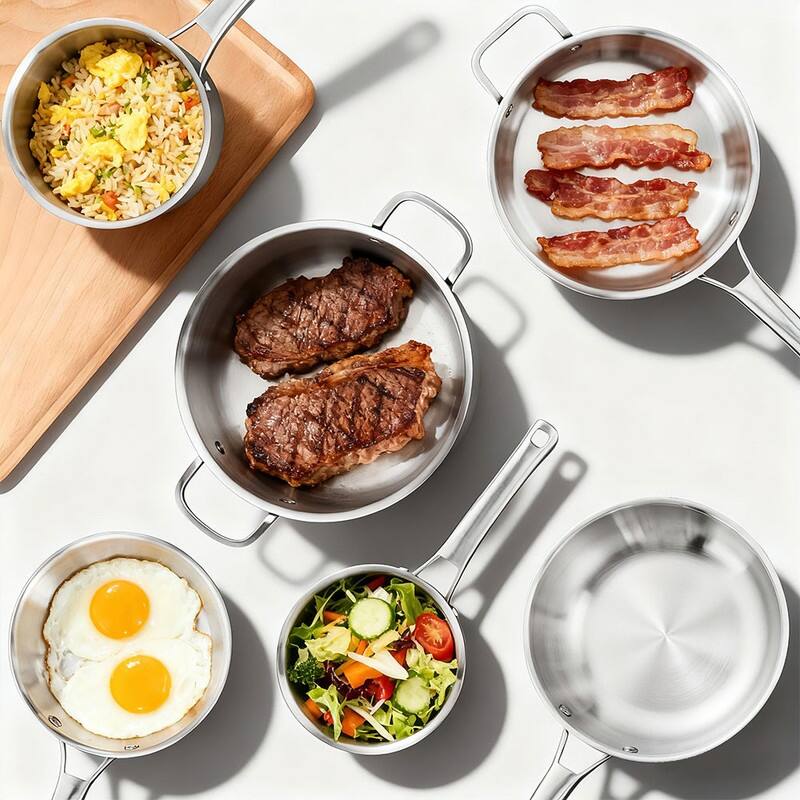 Stainless Steel Cookware Set Tri-Ply Pots And Pans Set With Lids