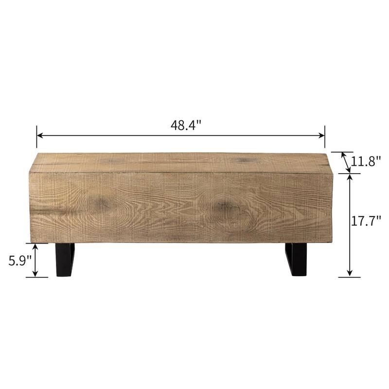 SUNBURY Rectangular Faux Wood Outdoor Bench - 11.8''Dx48.4''Wx17.7''H