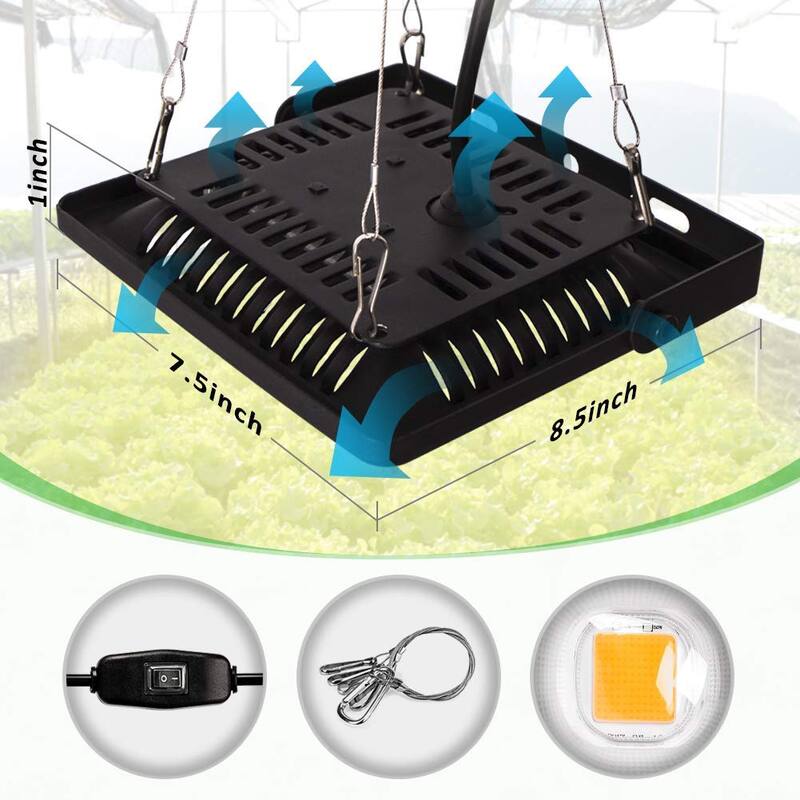 Outdoor 50W Waterproof Led Grow Light Warm Light - Black