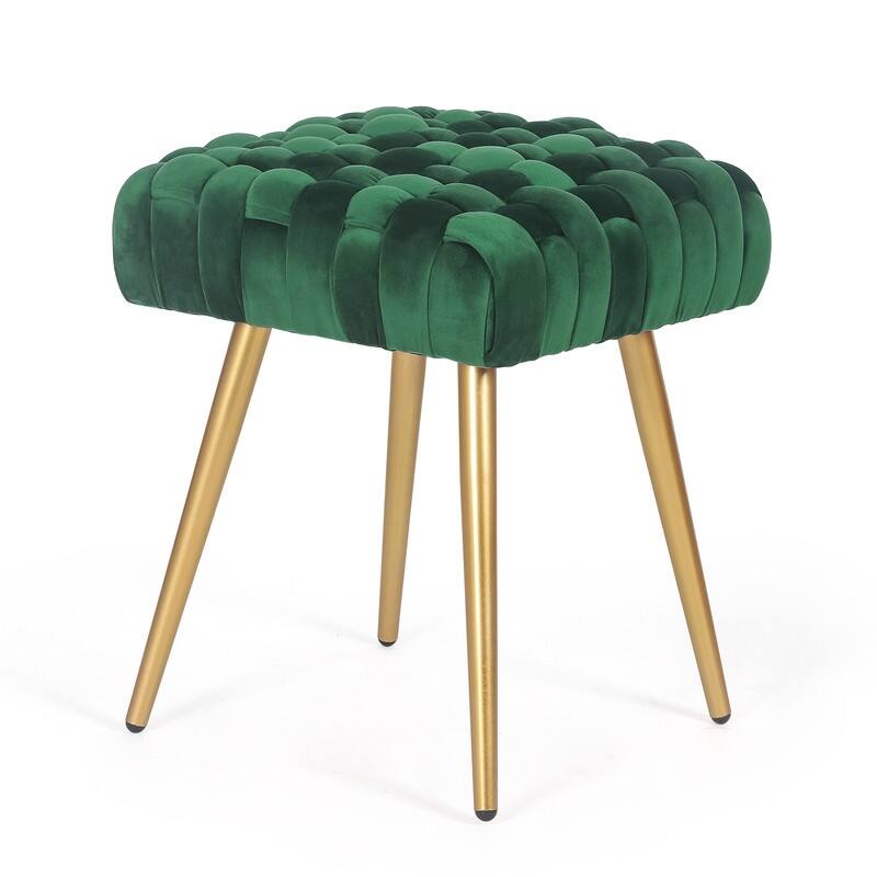 Adeco Knit Lines Ottoman Stool Seat for Living Room - Chairs Modern