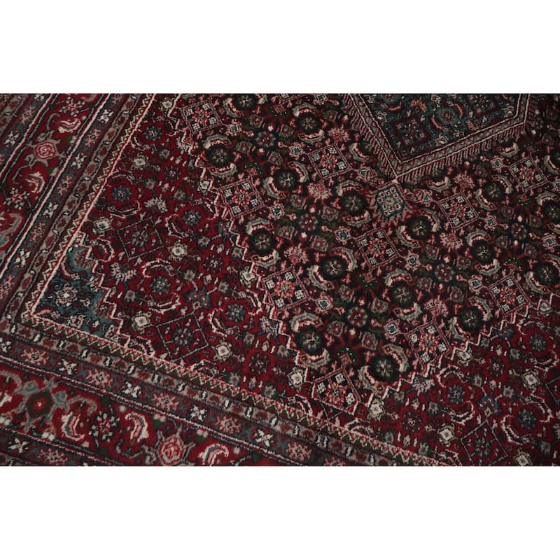 Hand Knotted Oriental 100% Wool Carpet Traditional Floral Black Tabriz-Mahi Area Rug - 9' 0'' X 5' 11''