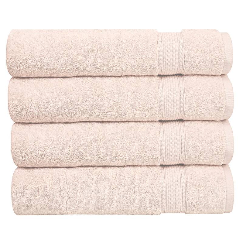 A1HC Bath Towel Set, 500 GSM Duet Technology 100% Ring Spun Cotton, Oeko-Tex Green Certified, Ultra Soft, Quick Dry - Bath Towel (24"x48") Pack of 4 - Peach Blush