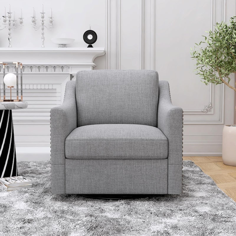 360° Swivel Armchair in Cotton Linen Fabric