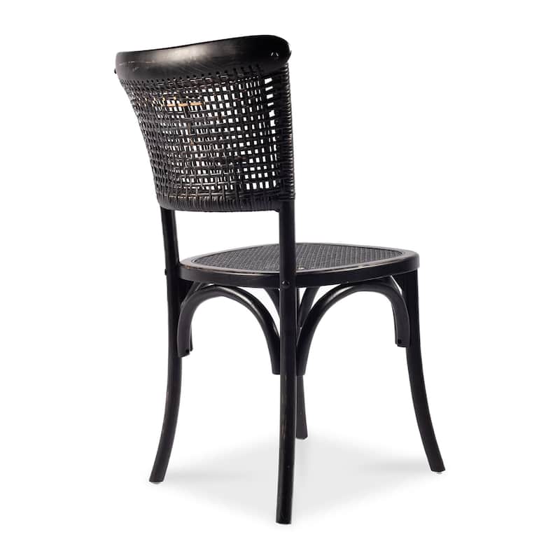 NADAAL STUDIOS Winston, Wooden Dining Chair With Rattan Seat, Set of Two - 18"W x22.5"D x34.5"H