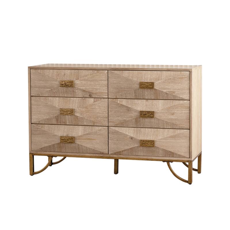 Roomfitters Modern Wood Storage Cabinet, 6-Unit Sideboard Buffet, Media Console for Bedroom or Living Room, Light Wood