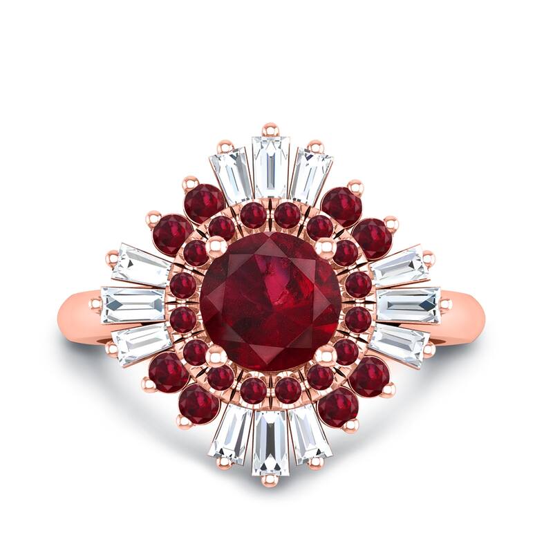 Auriya 1 1/3ct Red Ruby and Diamond Ballerina Engagement Ring 3/8ctw 14k Gold - Rose - 5