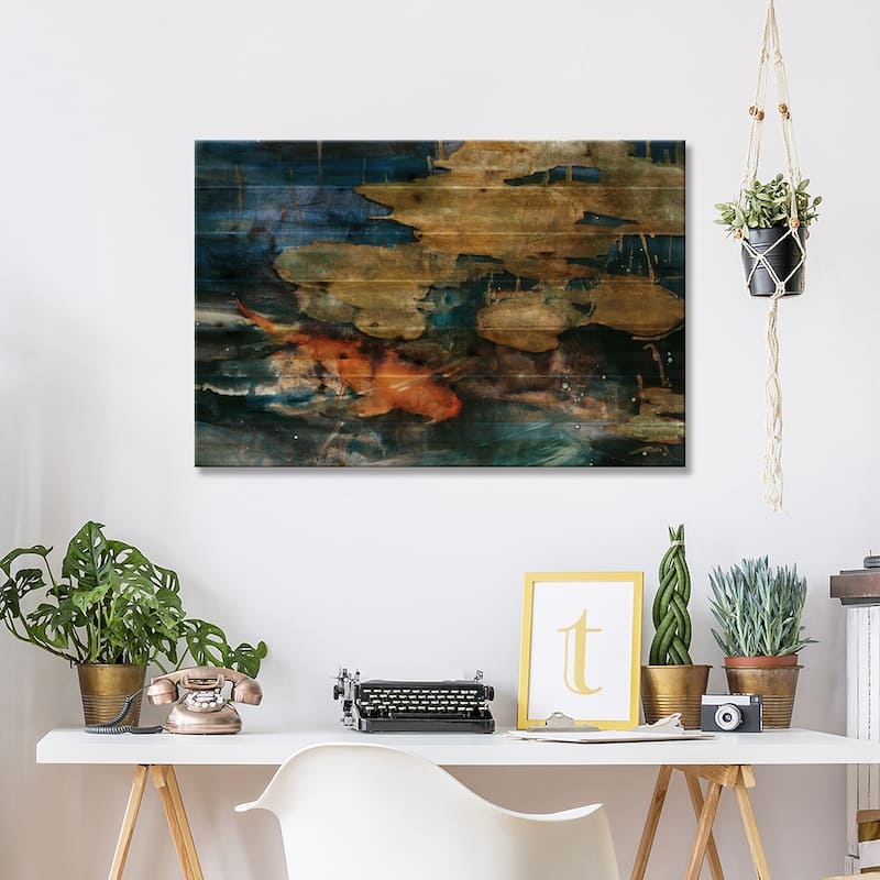 Koi Print On Wood by Theo Beck - Multi-Color