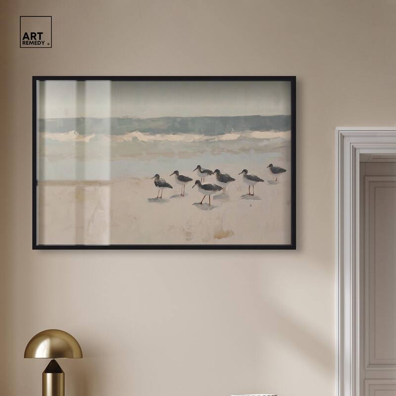 Seagulls at the Beach II Shadowbox by Art Remedy